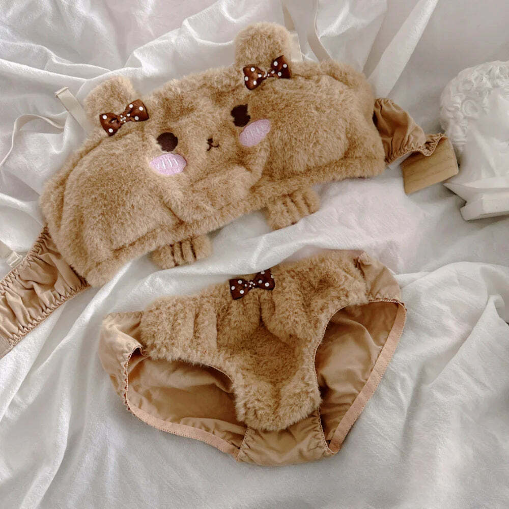 Y2K Grunge Teddy Bear Lingerie Set - Retro 90s Summer Outfit, Pastel Goth, Y2K Party Fit