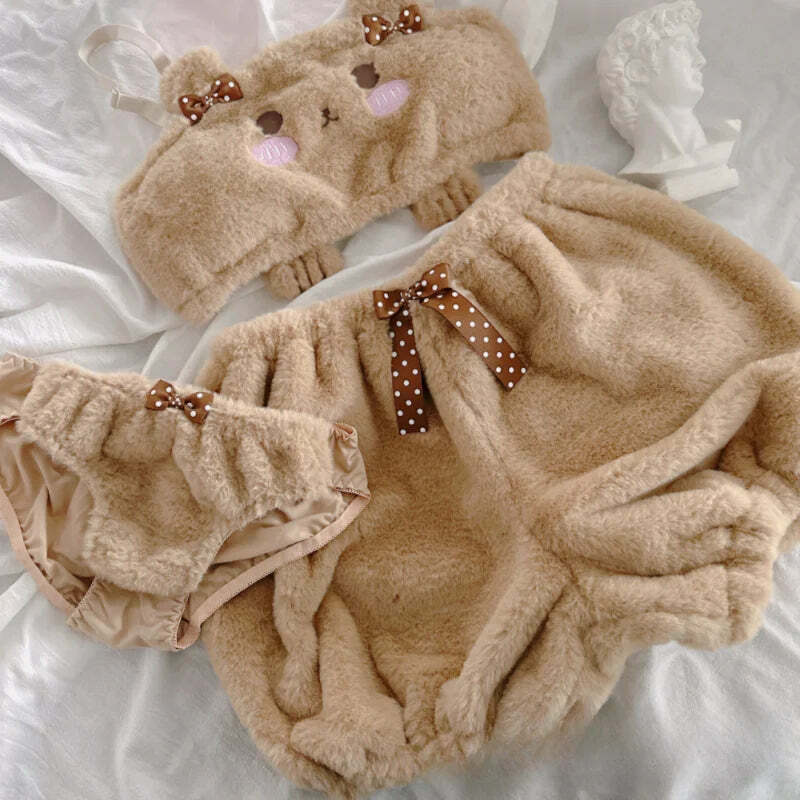 Y2K Grunge Teddy Bear Lingerie Set - Retro 90s Summer Outfit, Pastel Goth, Y2K Party Fit