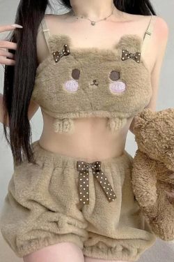 Y2K Grunge Teddy Bear Lingerie Set - Retro 90s Summer Outfit, Pastel Goth, Y2K Party Fit