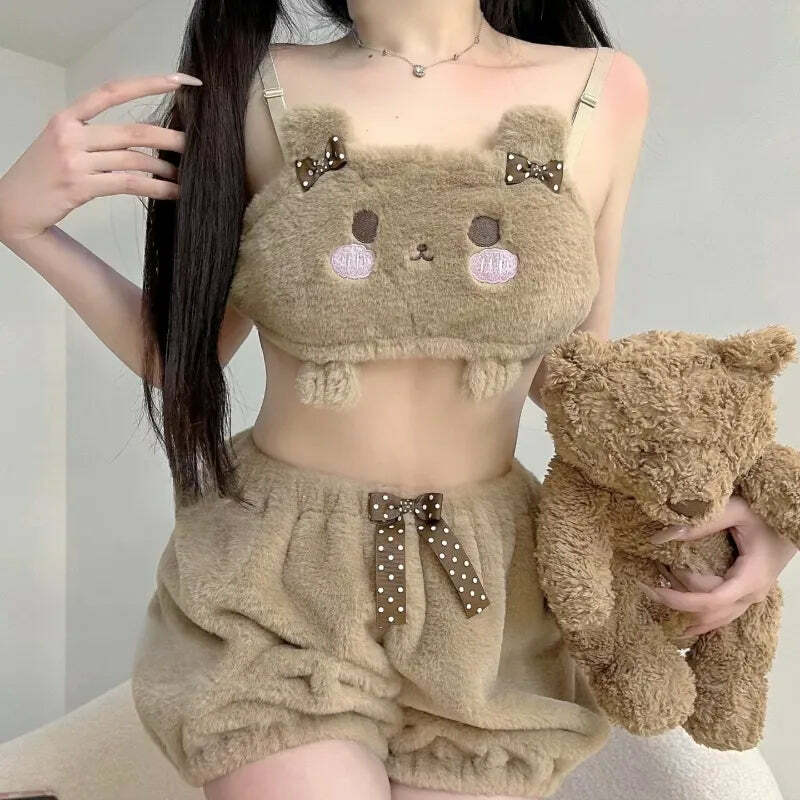 Y2K Grunge Teddy Bear Lingerie Set - Retro 90s Summer Outfit, Pastel Goth, Y2K Party Fit