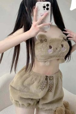 Y2K Grunge Teddy Bear Lingerie Set - Retro 90s Summer Outfit, Pastel Goth, Y2K Party Fit