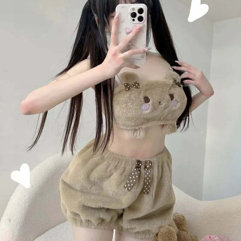 Y2K Grunge Teddy Bear Lingerie Set - Retro 90s Summer Outfit, Pastel Goth, Y2K Party Fit
