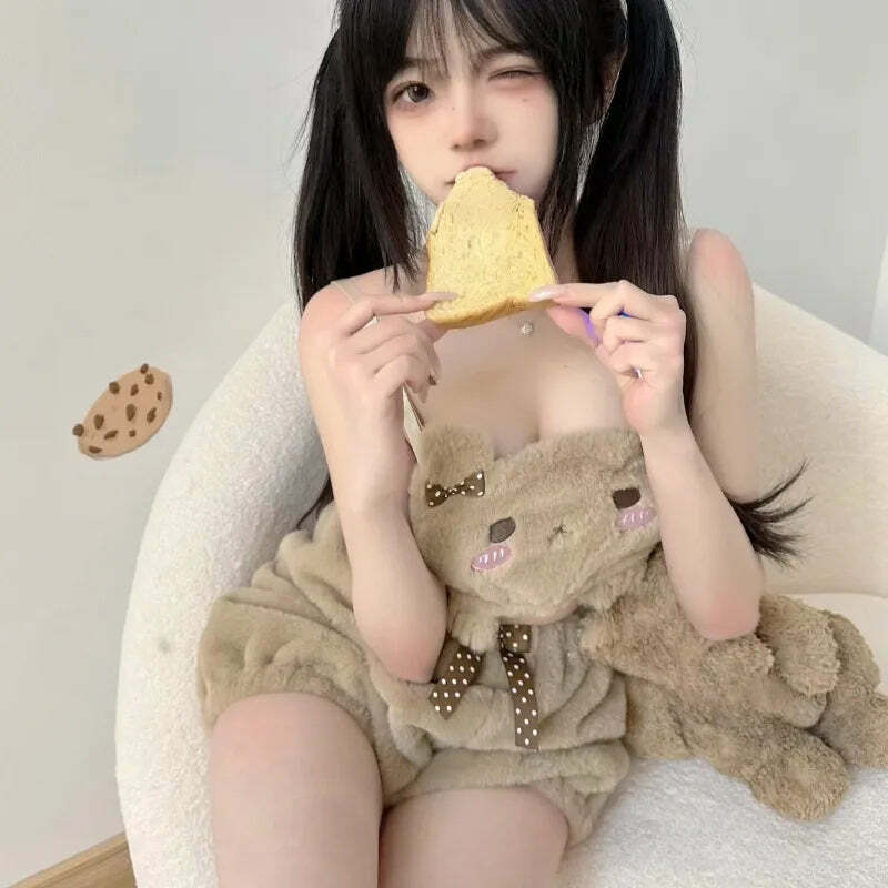 Y2K Grunge Teddy Bear Lingerie Set - Retro 90s Summer Outfit, Pastel Goth, Y2K Party Fit
