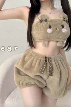 Y2K Grunge Teddy Bear Lingerie Set - Retro 90s Summer Outfit, Pastel Goth, Y2K Party Fit
