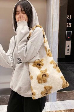 Y2K Grunge Teddy Bear Mini Tote Bag - Perfect for 90s Outfits, Summer Y2K Fashion, and Retro Style