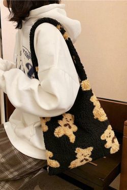 Y2K Grunge Teddy Bear Mini Tote Bag - Perfect for 90s Outfits, Summer Y2K Fashion, and Retro Style