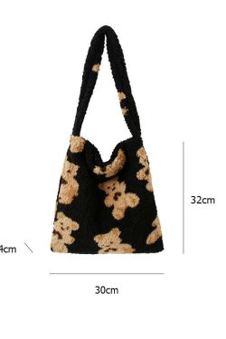 Y2K Grunge Teddy Bear Mini Tote Bag - Perfect for 90s Outfits, Summer Y2K Fashion, and Retro Style