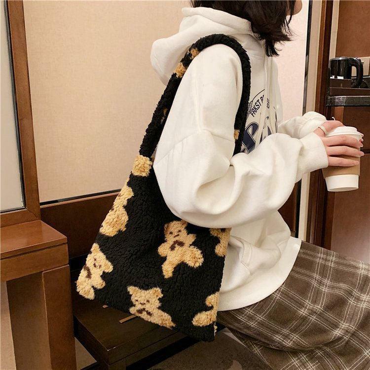 Y2K Grunge Teddy Bear Mini Tote Bag - Perfect for 90s Outfits, Summer Y2K Fashion, and Retro Style