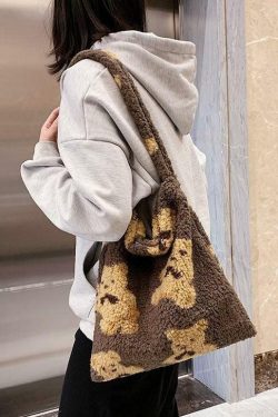 Y2K Grunge Teddy Bear Mini Tote Bag - Perfect for 90s Outfits, Summer Y2K Fashion, and Retro Style