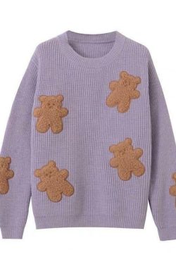 Y2K Grunge Teddy Bear Sweater - Retro 90s Fashion, Summer Outfits, and Pastel Goth Style