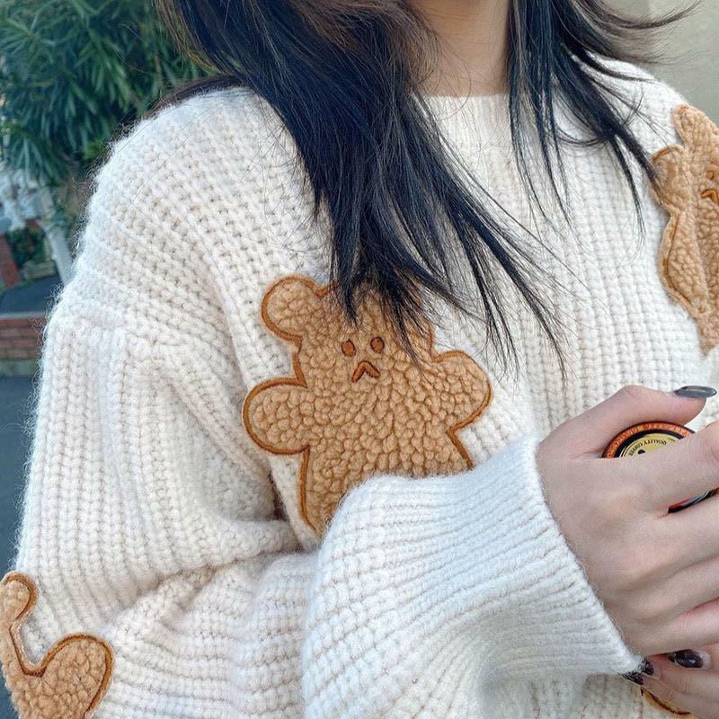 Y2K Grunge Teddy Bear Sweater - Retro 90s Fashion, Summer Outfits, and Pastel Goth Style