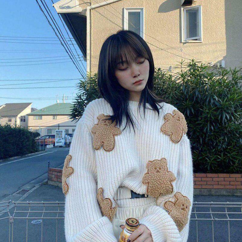Y2K Grunge Teddy Bear Sweater - Retro 90s Fashion, Summer Outfits, and Pastel Goth Style
