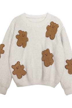 Y2K Grunge Teddy Bear Sweater - Retro 90s Fashion, Summer Outfits, and Pastel Goth Style