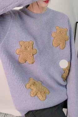 Y2K Grunge Teddy Bear Sweater - Retro 90s Fashion, Summer Outfits, and Pastel Goth Style