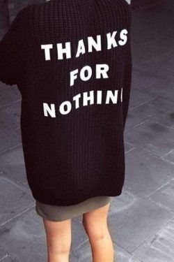Y2K Grunge Thanks For Nothing Sweater - Retro 90s Fashion, Summer Y2K Outfits, Pastel Goth