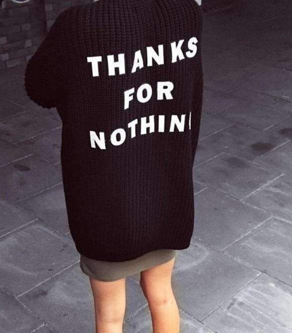Y2K Grunge Thanks For Nothing Sweater - Retro 90s Fashion, Summer Y2K Outfits, Pastel Goth