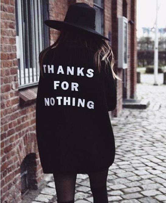 Y2K Grunge Thanks For Nothing Sweater - Retro 90s Fashion, Summer Y2K Outfits, Pastel Goth