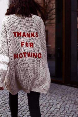Y2K Grunge Thanks For Nothing Sweater - Retro 90s Fashion, Summer Y2K Outfits, Pastel Goth