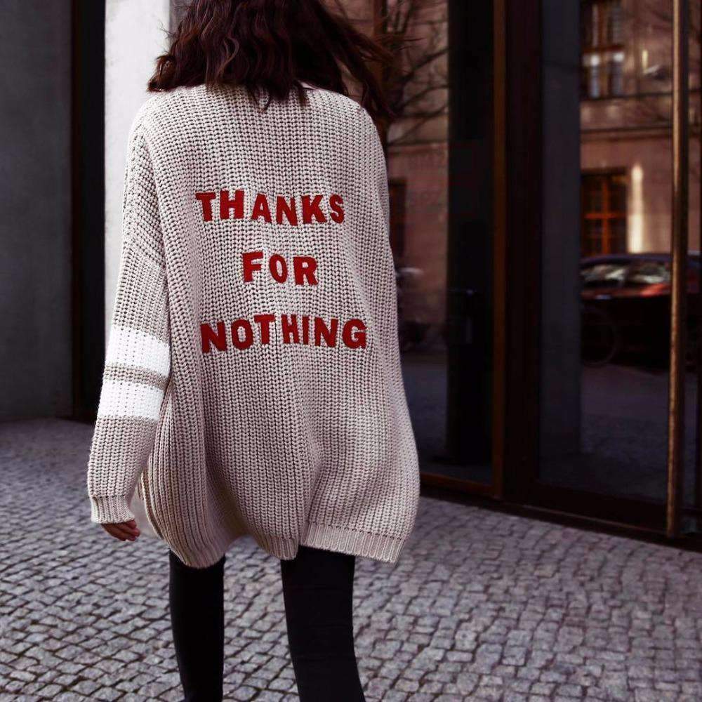 Y2K Grunge Thanks For Nothing Sweater - Retro 90s Fashion, Summer Y2K Outfits, Pastel Goth