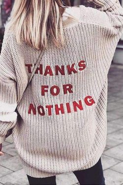 Y2K Grunge Thanks For Nothing Sweater - Retro 90s Fashion, Summer Y2K Outfits, Pastel Goth