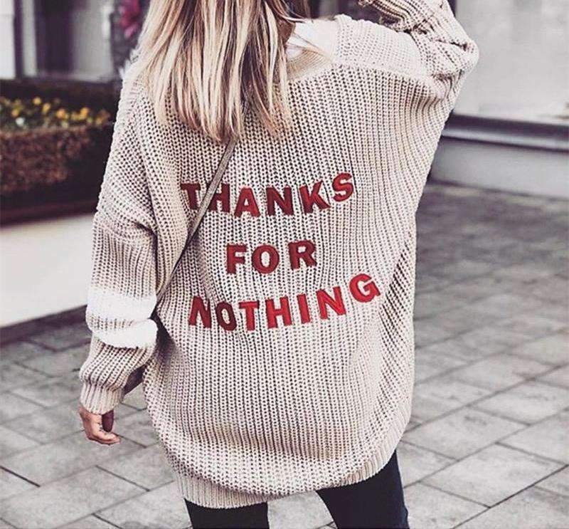 Y2K Grunge Thanks For Nothing Sweater - Retro 90s Fashion, Summer Y2K Outfits, Pastel Goth