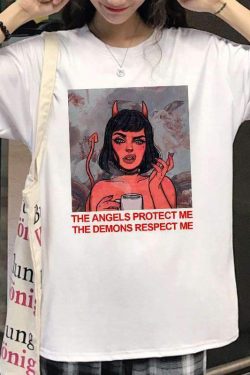 Y2K Grunge The Angels Protect Me The Demons Respect Me Shirt - 90s Retro Summer Outfit