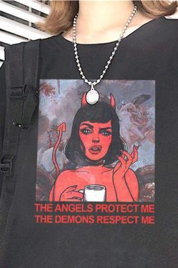 Y2K Grunge The Angels Protect Me The Demons Respect Me Shirt - 90s Retro Summer Outfit