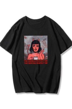 Y2K Grunge The Angels Protect Me The Demons Respect Me Shirt - 90s Retro Summer Outfit