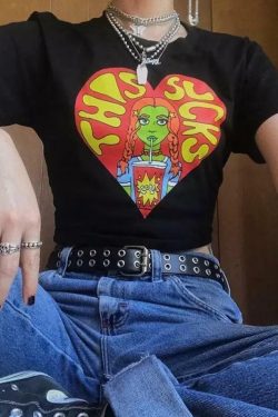 Y2K Grunge This Sucks Crop Top - 90s Retro Summer Outfit, Baby Tee, Y2K Fashion