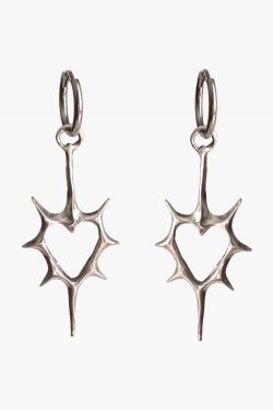Y2K Grunge Thorn Heart Earrings - Retro 90s Fashion, Gothic Y2K, Pastel Goth, Y2K Popstar Style