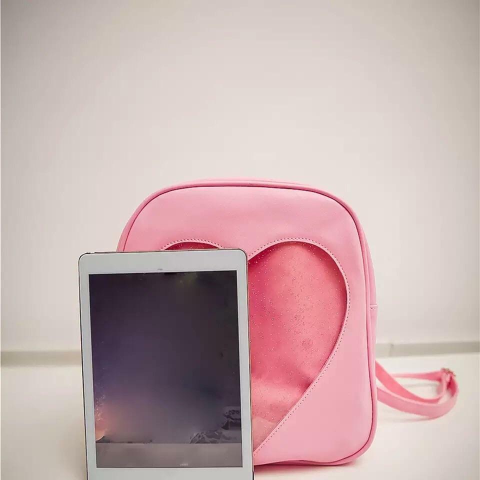 Y2K Grunge Transparent Heart Backpack - 90s Retro Style, Pastel Goth, Y2K Summer Outfits