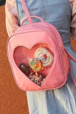 Y2K Grunge Transparent Heart Backpack - 90s Retro Style, Pastel Goth, Y2K Summer Outfits
