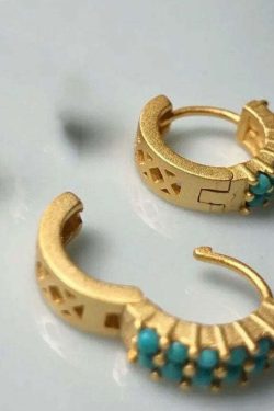 Y2K Grunge Turquoise Hoop Earrings - Retro 90s Fashion, Y2K Summer, Gothic Y2K Style