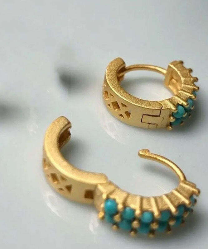 Y2K Grunge Turquoise Hoop Earrings - Retro 90s Fashion, Y2K Summer, Gothic Y2K Style