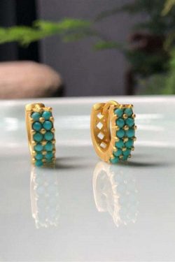Y2K Grunge Turquoise Hoop Earrings - Retro 90s Fashion, Y2K Summer, Gothic Y2K Style