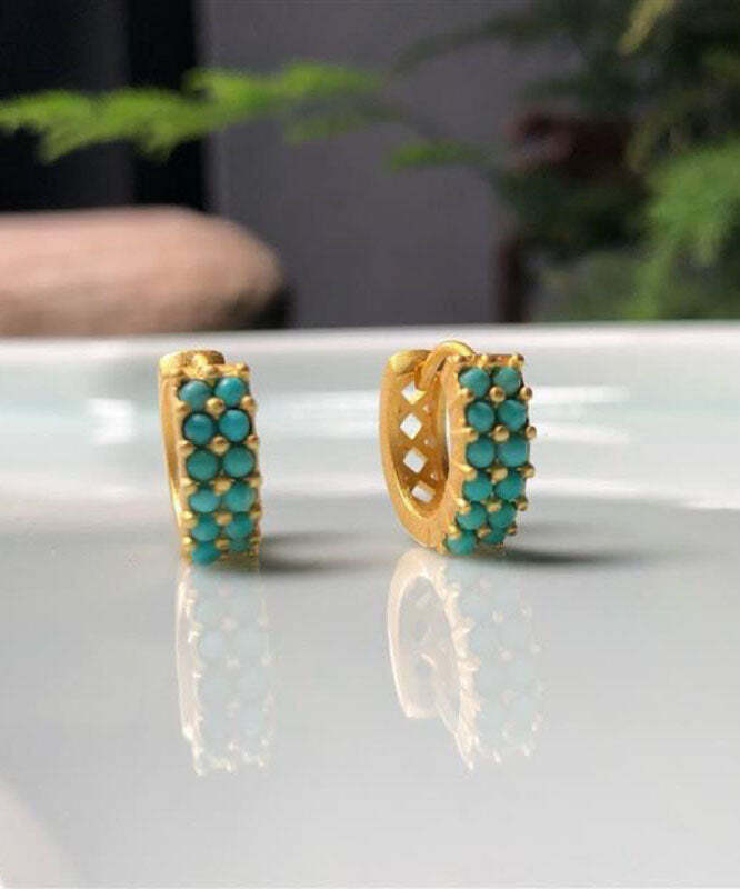 Y2K Grunge Turquoise Hoop Earrings - Retro 90s Fashion, Y2K Summer, Gothic Y2K Style