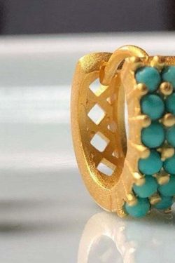 Y2K Grunge Turquoise Hoop Earrings - Retro 90s Fashion, Y2K Summer, Gothic Y2K Style