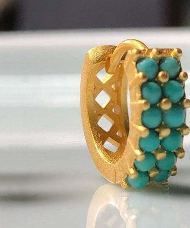 Y2K Grunge Turquoise Hoop Earrings - Retro 90s Fashion, Y2K Summer, Gothic Y2K Style
