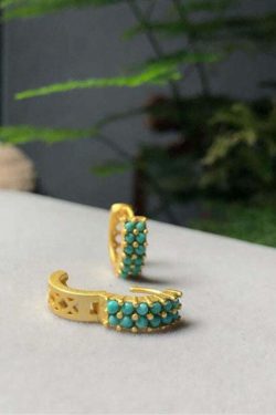 Y2K Grunge Turquoise Hoop Earrings - Retro 90s Fashion, Y2K Summer, Gothic Y2K Style