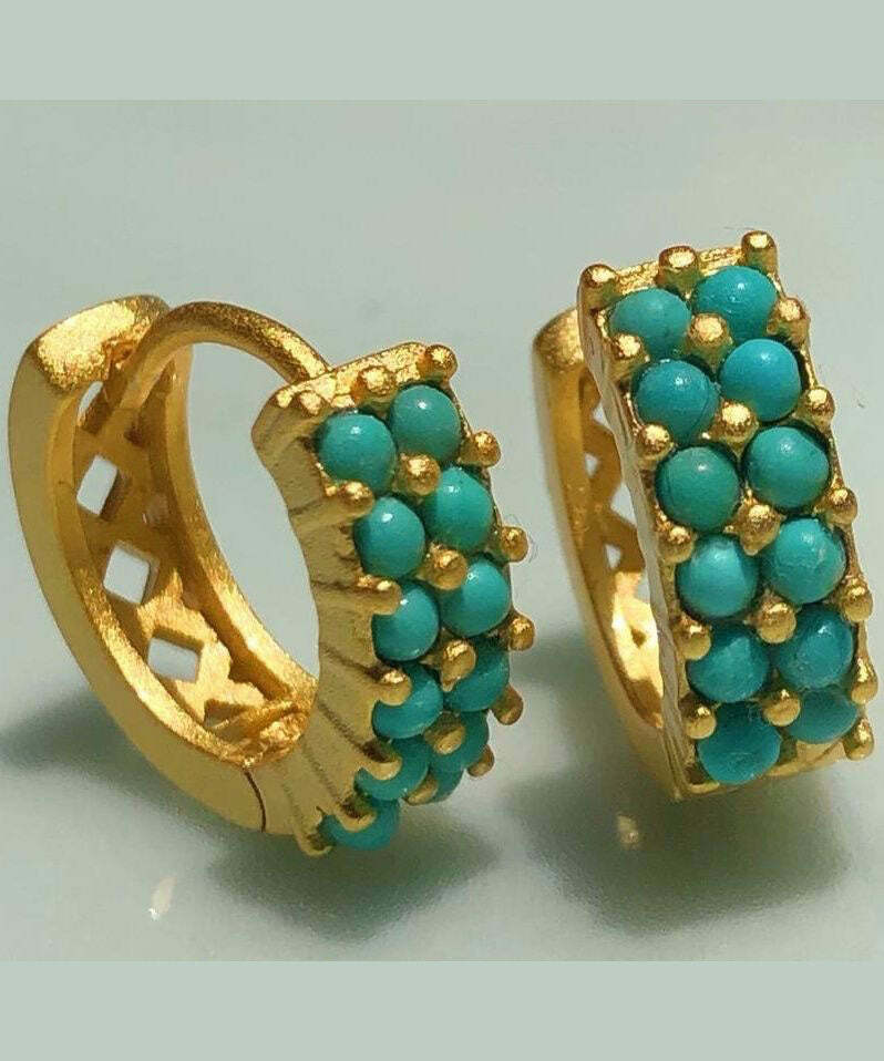 Y2K Grunge Turquoise Hoop Earrings - Retro 90s Fashion, Y2K Summer, Gothic Y2K Style