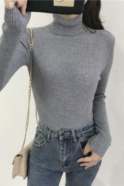 Y2K Grunge Turtleneck Sweatshirt - Retro 90s Fashion, Summer Y2K Outfits, Pastel Goth Style