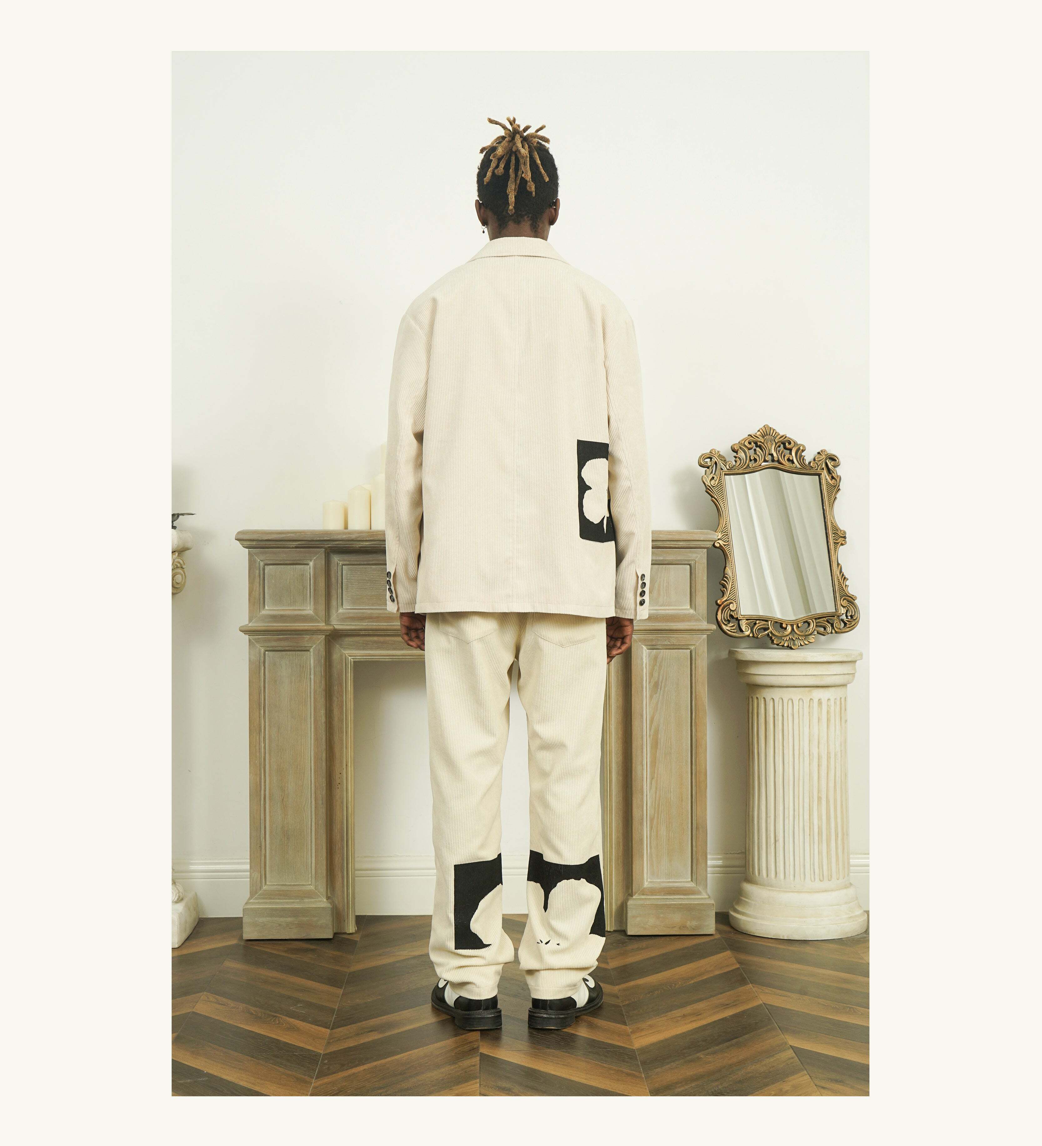 Y2K Grunge Two-Tone Flower Corduroy Blazer - Retro 90s Summer Outfit, Pastel Goth Fashion