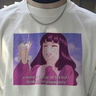 Y2K Grunge U Were My Cup of Tea Baby Tee - Retro 90s Summer Outfit, Pastel Goth Style