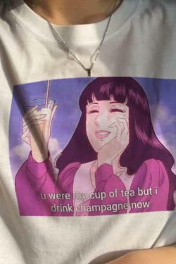 Y2K Grunge U Were My Cup of Tea Baby Tee - Retro 90s Summer Outfit, Pastel Goth Style
