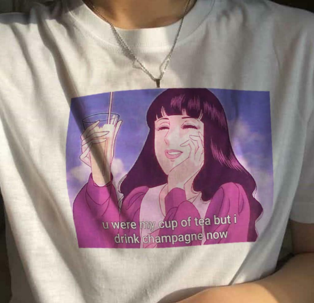 Y2K Grunge U Were My Cup of Tea Baby Tee - Retro 90s Summer Outfit, Pastel Goth Style