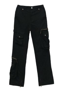 Y2K Grunge Utility Cargo Pants - 90s Retro Summer Outfit, Dark Ash, Y2K Fashion Essentials