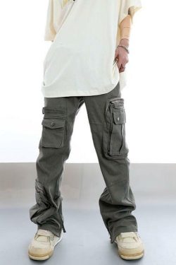 Y2K Grunge Utility Cargo Pants - 90s Retro Summer Outfit, Dark Ash, Y2K Fashion Essentials