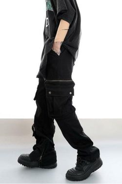 Y2K Grunge Utility Cargo Pants - 90s Retro Summer Outfit, Dark Ash, Y2K Fashion Essentials