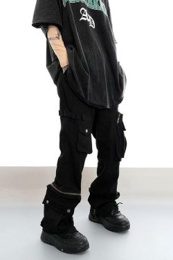 Y2K Grunge Utility Cargo Pants - 90s Retro Summer Outfit, Dark Ash, Y2K Fashion Essentials