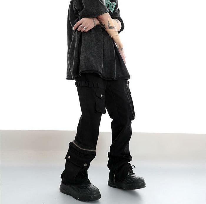 Y2K Grunge Utility Cargo Pants - 90s Retro Summer Outfit, Dark Ash, Y2K Fashion Essentials